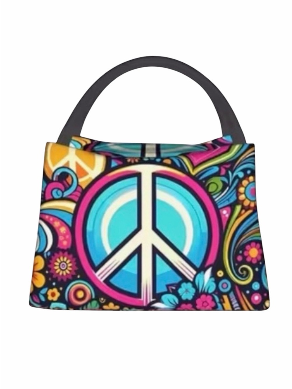 Insulated Peace Sign Cooler/Lunch/Picnic Bag Top Zip & Dual Handles New